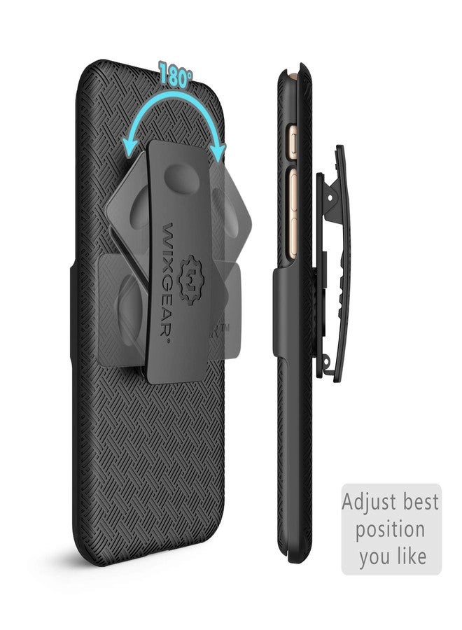 ويزجير جراب WixGear Shell Holster Combo متوافق مع iPhone 8 و 7، جراب Apple مزود بحامل ومشبك حزام - أسود - Image 3