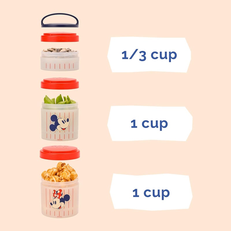 Whiskware Disney Mickey Mouse and Friends Stackable Snack Containers for Babies Toddlers and Kids 3 Stackable Snack Cups for School and Travel Cupholder Friendly Mickey and Minnie Baseball - Image 4
