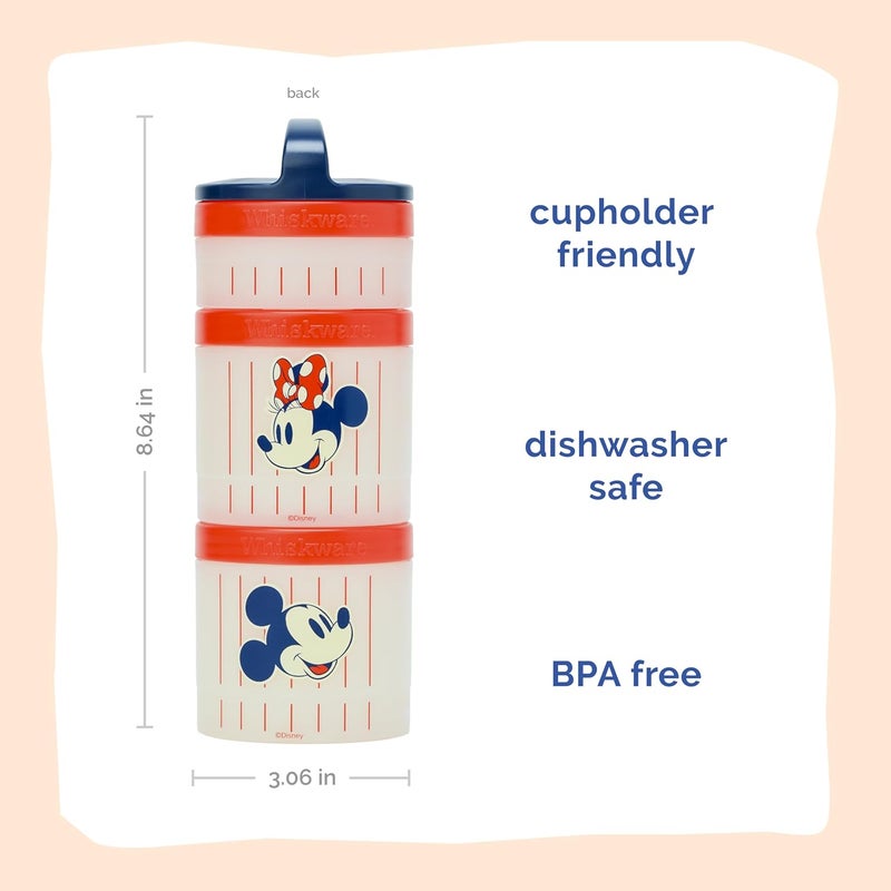 Whiskware Disney Mickey Mouse and Friends Stackable Snack Containers for Babies Toddlers and Kids 3 Stackable Snack Cups for School and Travel Cupholder Friendly Mickey and Minnie Baseball - Image 2