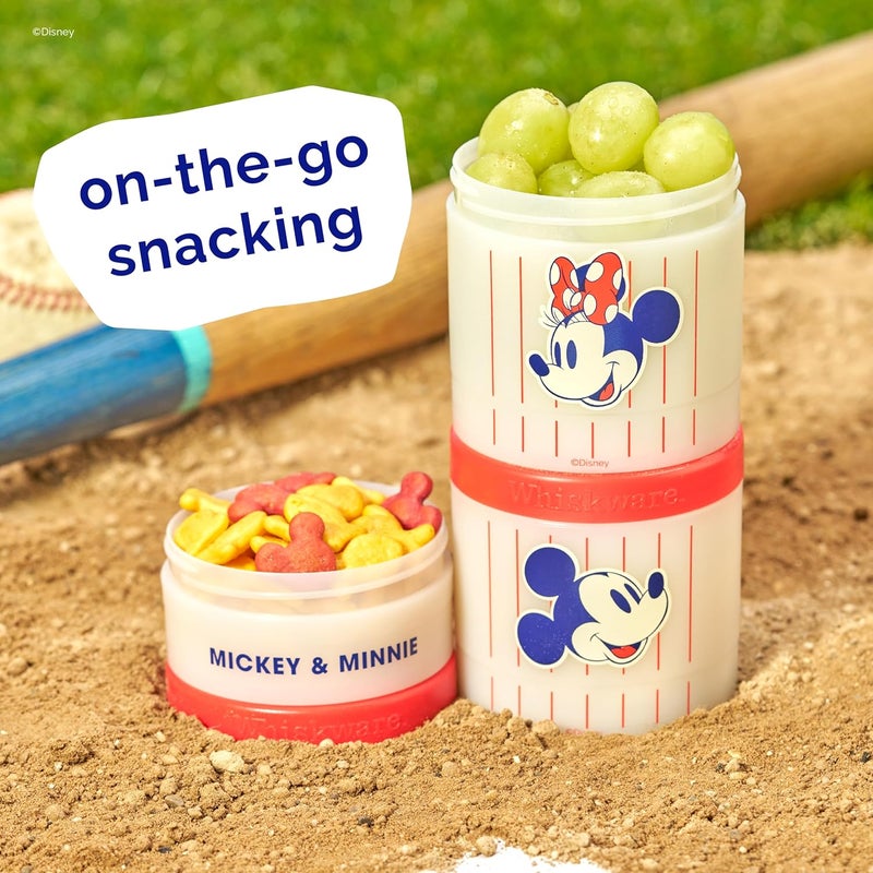 Whiskware Disney Mickey Mouse and Friends Stackable Snack Containers for Babies Toddlers and Kids 3 Stackable Snack Cups for School and Travel Cupholder Friendly Mickey and Minnie Baseball - Image 5
