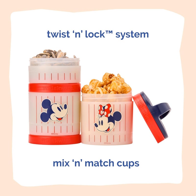 Whiskware Disney Mickey Mouse and Friends Stackable Snack Containers for Babies Toddlers and Kids 3 Stackable Snack Cups for School and Travel Cupholder Friendly Mickey and Minnie Baseball - Image 3