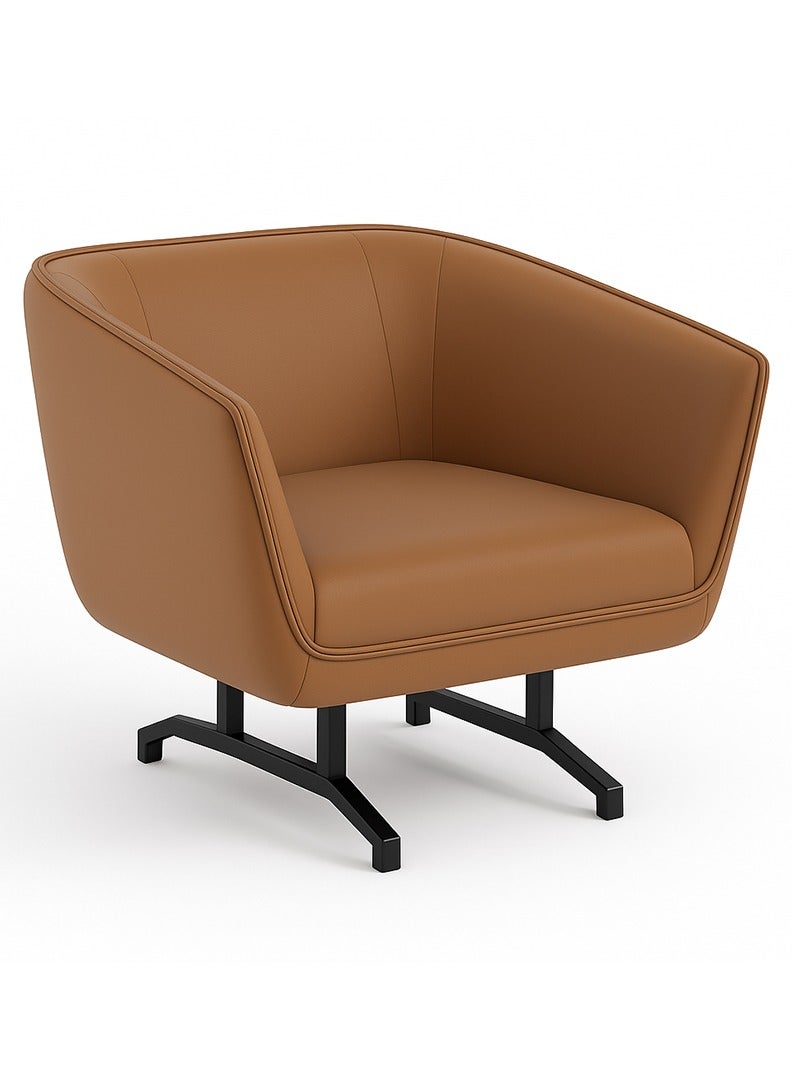 NeoFront Single Seater Office Sofa - Anti-Scratch PU Leather Visitor Sofa with Metal Frame for Reception Area, CEO & Manager Room - Orange Leather Seating Sofa (101 x 80 x 74 cm) FU8060-1