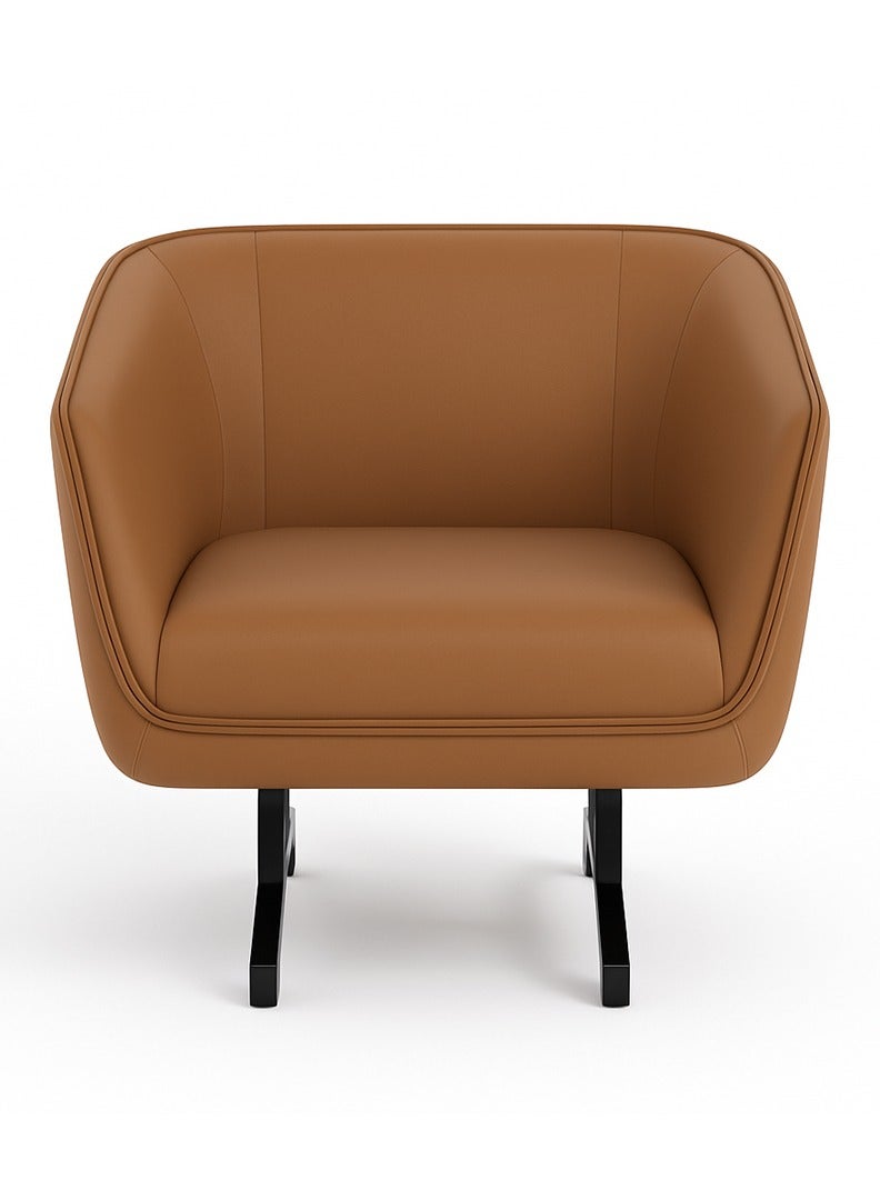 NeoFront Single Seater Office Sofa - Anti-Scratch PU Leather Visitor Sofa with Metal Frame for Reception Area, CEO & Manager Room - Orange Leather Seating Sofa (101 x 80 x 74 cm) FU8060-1