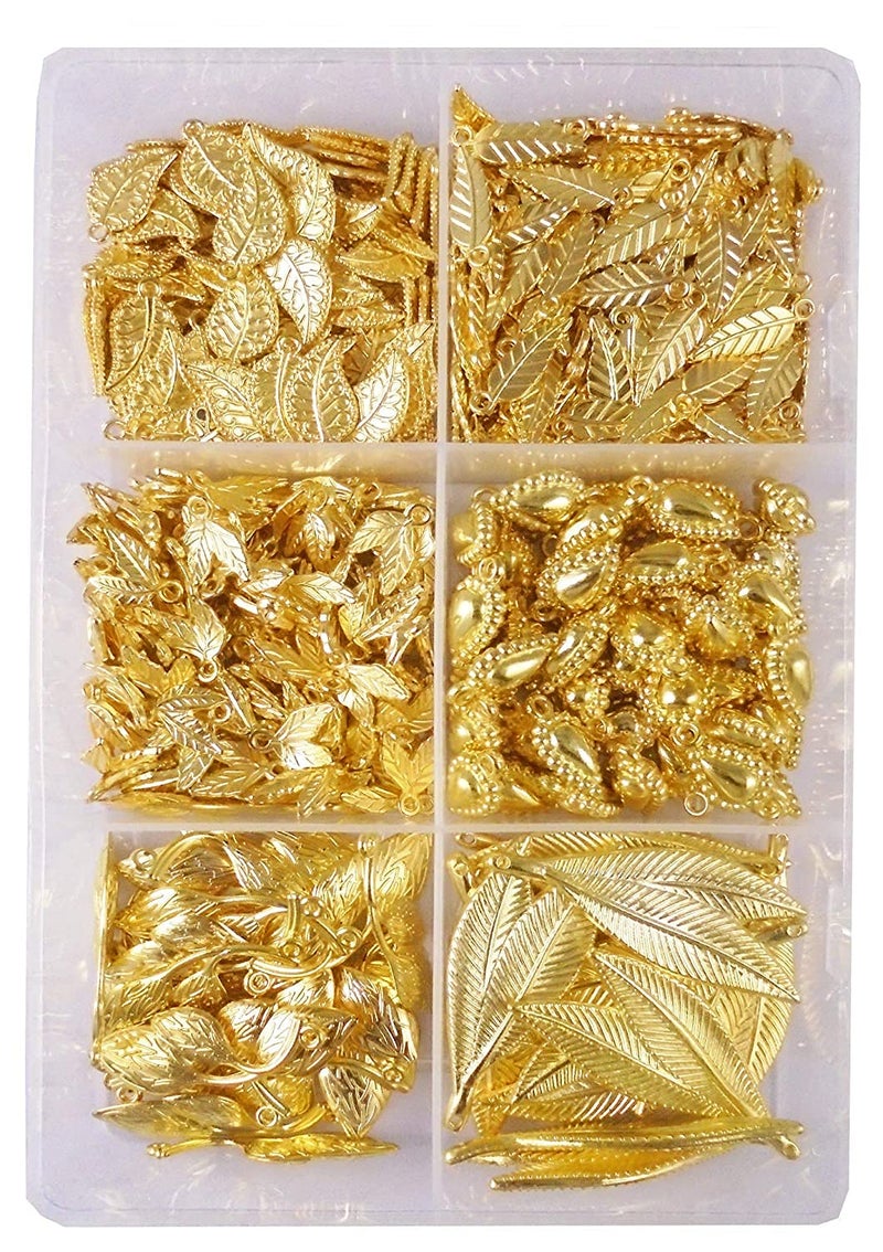 eshoppee 200 gm Golden Color Set of 6 Plastic Beads for Jewellery Making kit Art and Crafts Materials for Necklace Bracelet Earring Making Materials DIY kit (1) - Image 1