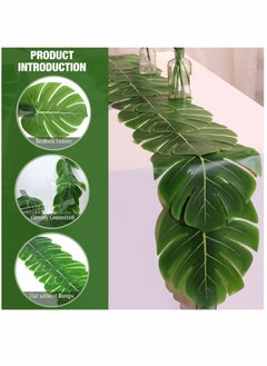 KASTWAVE Artificial Palm Leaves Table Runners, KASTWAVE 72 Inch Long Tropical Palm Leaves Table Runner Faux Leaf Table Cloth for Wedding Hawaiian Theme Party Supply Table Decoration Summer (2 Pieces)  - Image 5