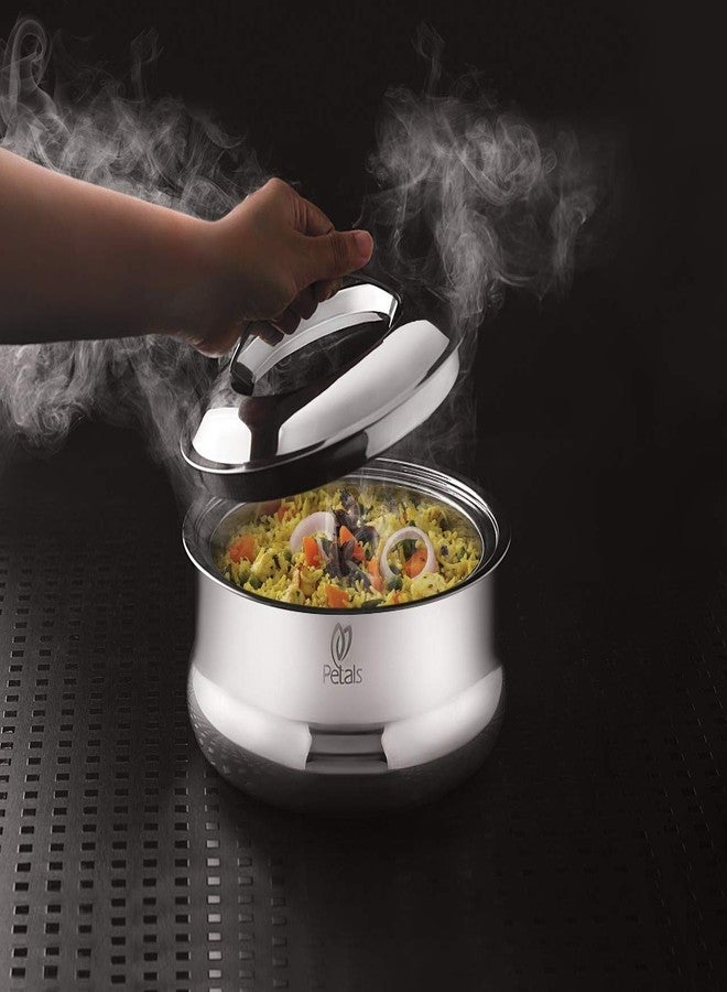 Petals Stainless Steel Insulated Hot Pot Belly Casserole, 1 Litre - Image 1