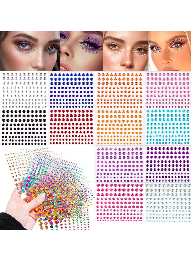 YOUGE 3300+ Pcs Rhinestone Stickers Transparent Self Adhesive Crystal Glitter Diamond Art Gemstone Stickers Suitable for Face Decoration Diy Nail Phone Case 20 Sheet - Image 1