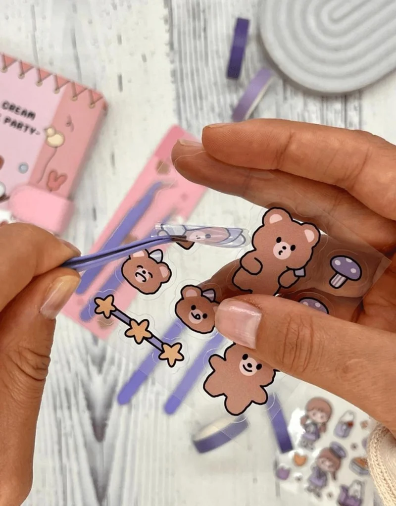 Kağıt Gemi Dükkan Paper Ship Shop Set of 2 Sticker Tweezers Straight and Curved Tip Purple sticker washi Tape Sticker Bullet Journal