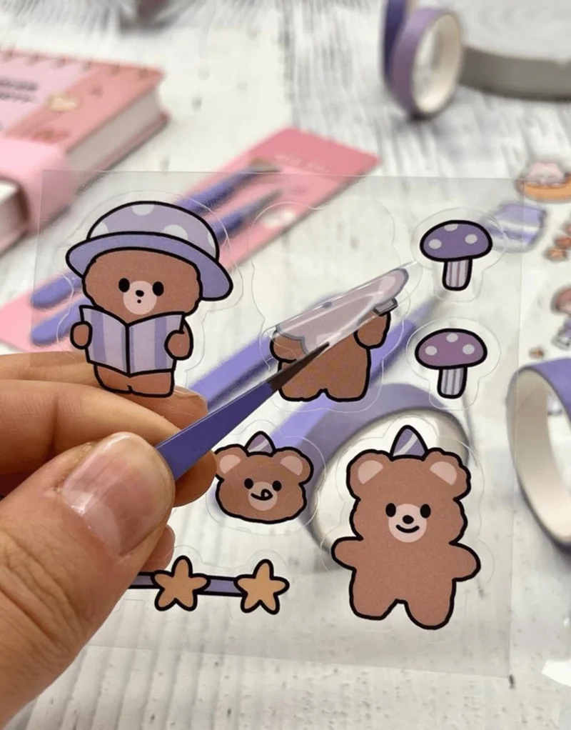 Kağıt Gemi Dükkan Paper Ship Shop Set of 2 Sticker Tweezers Straight and Curved Tip Purple sticker washi Tape Sticker Bullet Journal
