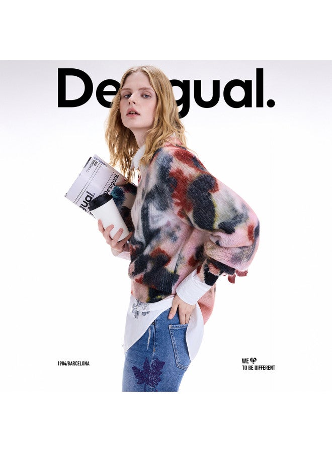 DESIGUAL 25 وصول جديد خريف/شتاء سترة نسائية من مزيج الصوف بطباعة زهور بالألوان المائية - Image 4