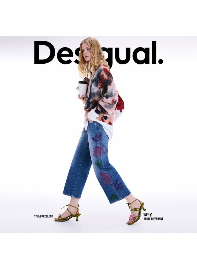 DESIGUAL 25 وصول جديد خريف/شتاء سترة نسائية من مزيج الصوف بطباعة زهور بالألوان المائية - Image 3