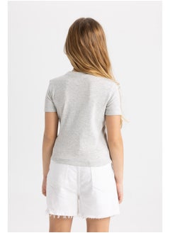 DeFacto Girl Slim Fit Knitted Short Sleeve Body  - Image 3