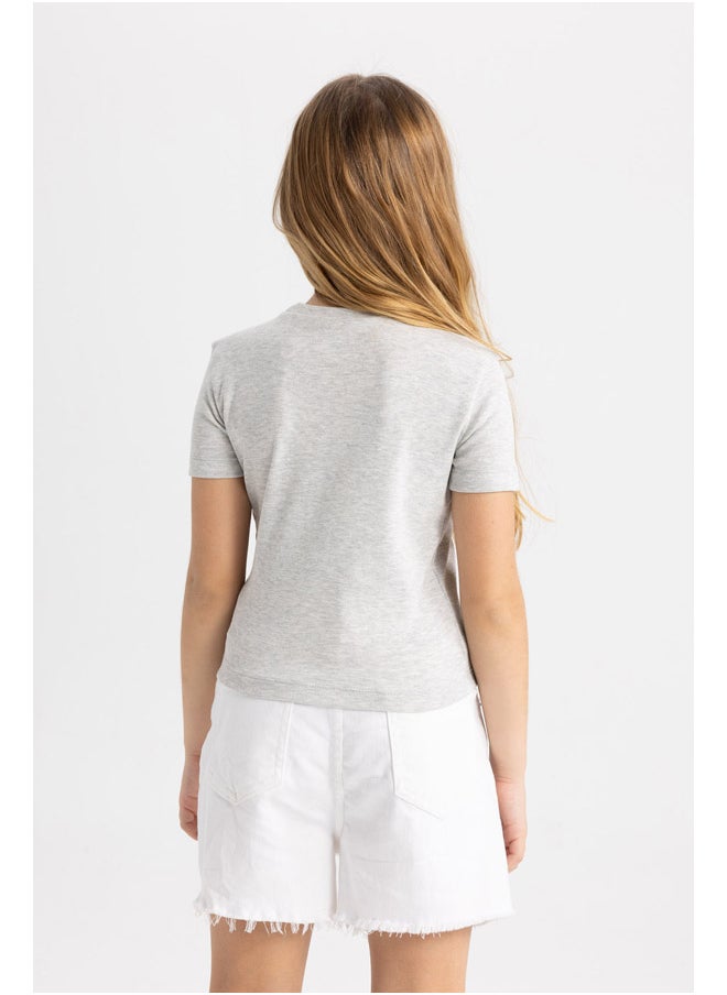 DeFacto Girl Slim Fit Knitted Short Sleeve Body  - Image 3