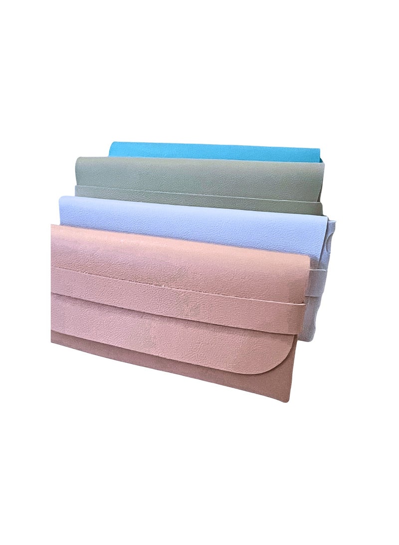 Booma Opticals Pack of 4 Soft Glasses Cases, 8 x 17 cm, Glasses Case, PU Leather, Sunglasses Case, Soft Bag, Sunglasses Bag for Men & Women: Pastel colors: Peach, Beige, White, Aqua. Useful for Storage & Travel. - Image 2