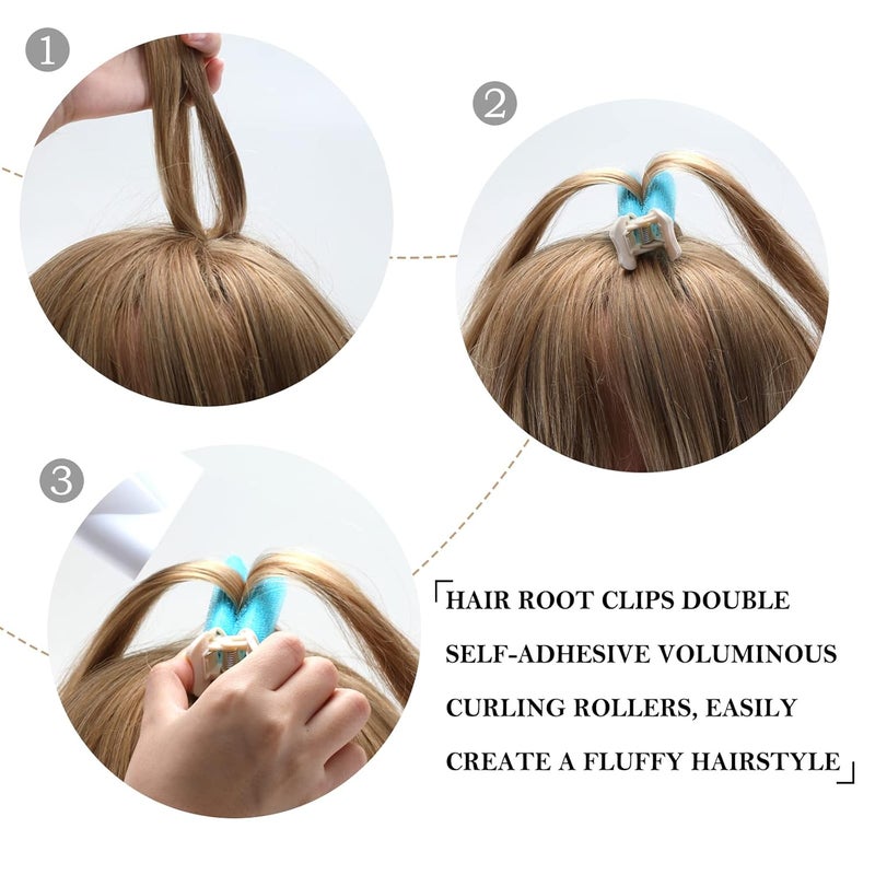 woobles Hair Root Clips Double Self-adhesive Voluminous Curling Rollers - Hair Root Clip Natural Hair DIY Styling Tools for Shaping Women Girls Bangs Hair Tail and Root of the Fluffy Curl Sense Multicolor - Image 3