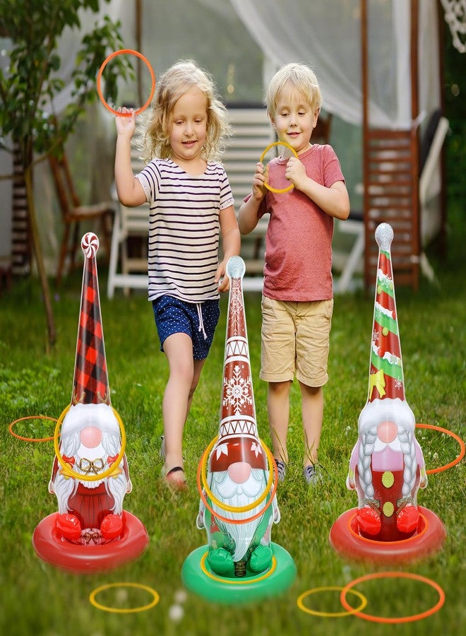 quescu 6 Pack Inflatable Christmas Gnome Ring Toss Game,Christmas Party Games for Kids,Adults,Family,Indoor Outdoor Game Garden Toy - Image 3