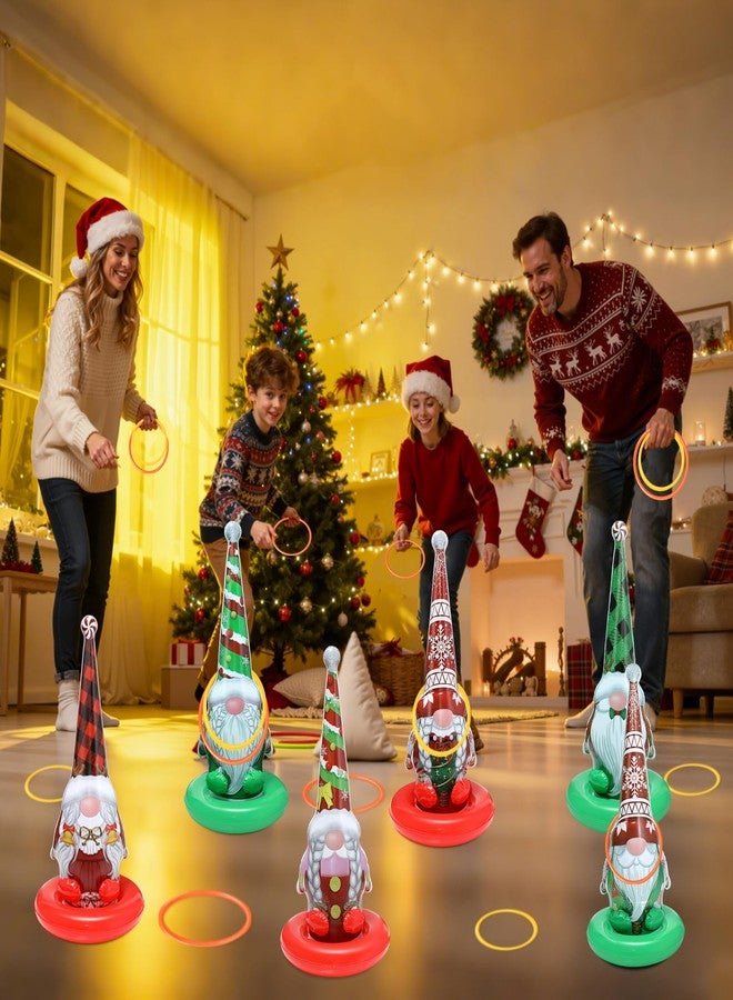 quescu 6 Pack Inflatable Christmas Gnome Ring Toss Game,Christmas Party Games for Kids,Adults,Family,Indoor Outdoor Game Garden Toy - Image 4