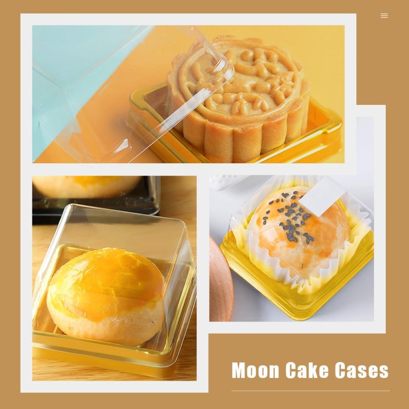 150 Square Plastic Egg Yolk Puff Boxes Gold Moon Cake Containers - Image 5