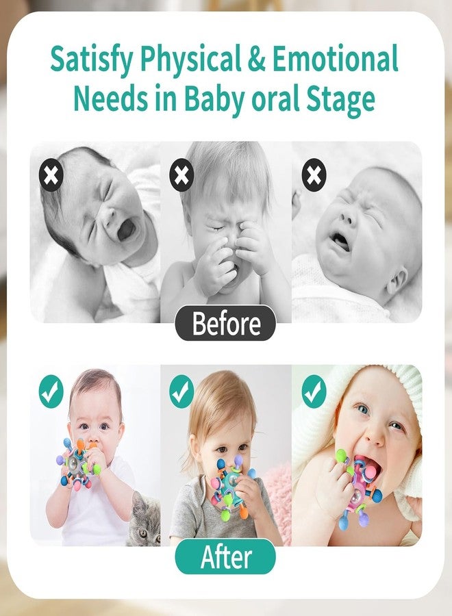 Hexwell لعبة تسنين حسية للأطفال من هيكسويل - لعبة تسنين وخشخيشة آمنة غذائيًا - هدايا للأطفال حديثي الولادة، ألعاب تسنين للأطفال من عمر 0-6 أشهر و6-12 شهرًا - Image 5