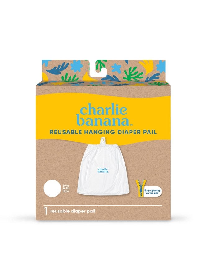Charlie Banana Reusable and Washable Cloth Diaper Wet Bag, Waterproof Hanging Diaper Pail and Laundry Bag, White - Image 2