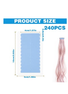 CANIPHA 240Pcs Hair Extension Tape, Adhesive Replacement Tape for Hair Extensions, Double Sided Hair Tape Human Hair Tape Tabs Tape in Extension Replacement Tape Wig Tape, Wig Tape Beauty Tools(Blue)  - Image 4
