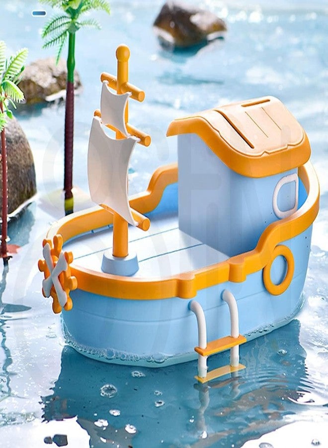 Ostin Creative Cute Cartoon Money Bank, Piggy Bank Pirate Ship Money Bank Unbreakable Plastic Coin Bank Money Boxes Kids Pirate Ship Toys Sailboat Statue Model for Birthday - Image 1