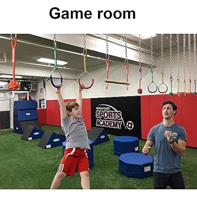 rayihni Ninja Obstacle Course Kit For Kids Outdoor Ninja Warrior Playground Training Equipment'S Backyard Monkey Bar With Most Complete Accessories, Monkey Bars, Rope Ladder, Monkey Fist, Rings - Image 4
