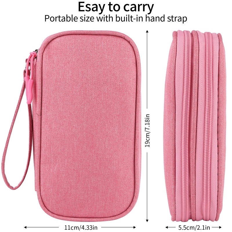 JIAKAI Travel Cable Organizer,Electronics Accessories Organizer Bag,for Charger, Phone, memory card,Travel Gadget Bag-Pink - Image 3