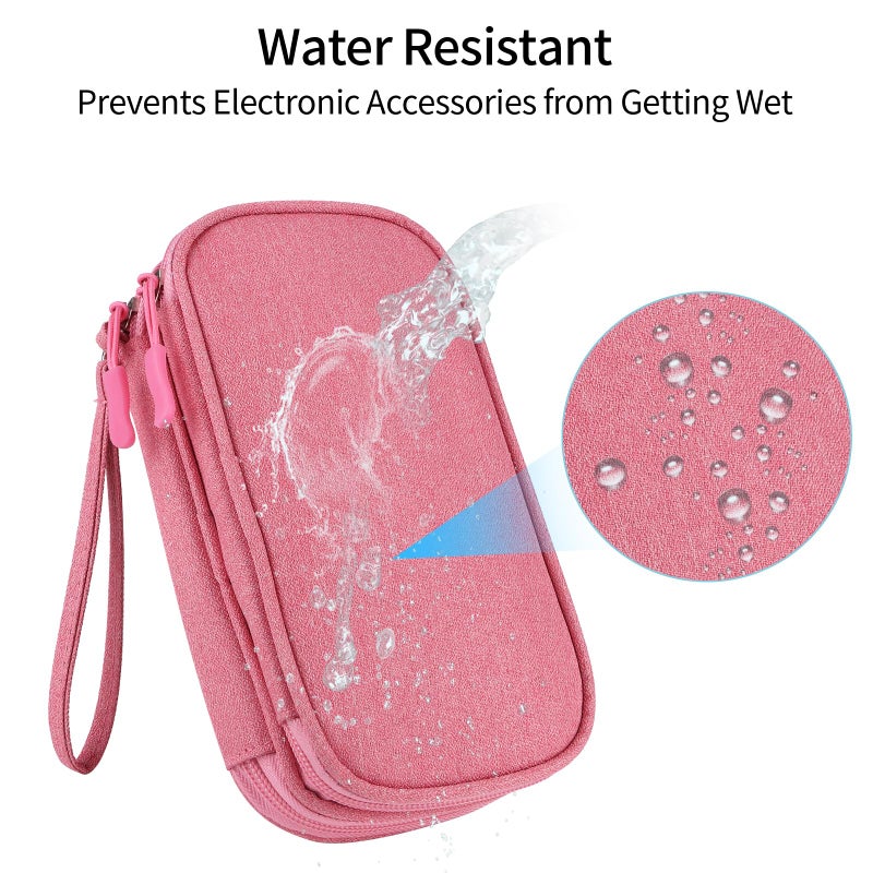 JIAKAI Travel Cable Organizer,Electronics Accessories Organizer Bag,for Charger, Phone, memory card,Travel Gadget Bag-Pink - Image 5
