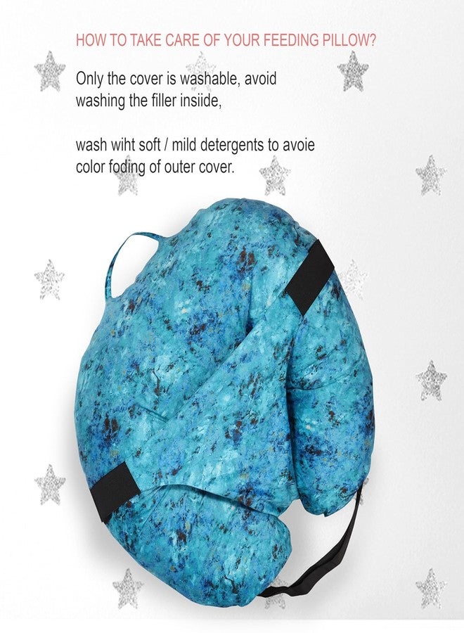 SHYONA 5 in 1 New Born Baby Feeding Pillow with 100% Cotton Detachable Cover | with Belt and Baby Hoop | Breastfeeding Pillow | Nursing Pillow (Blue) - Image 5