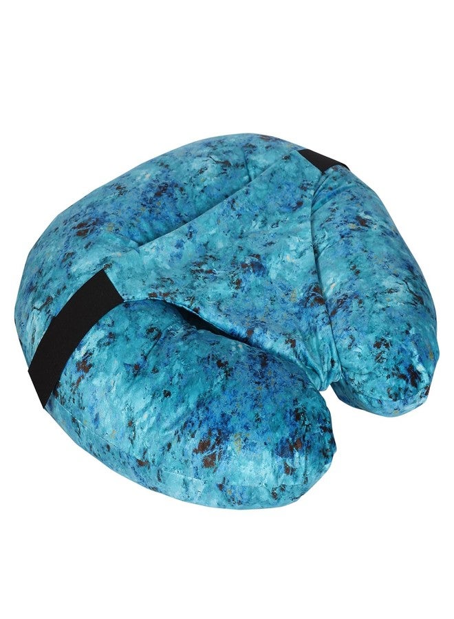 SHYONA 5 in 1 New Born Baby Feeding Pillow with 100% Cotton Detachable Cover | with Belt and Baby Hoop | Breastfeeding Pillow | Nursing Pillow (Blue)
