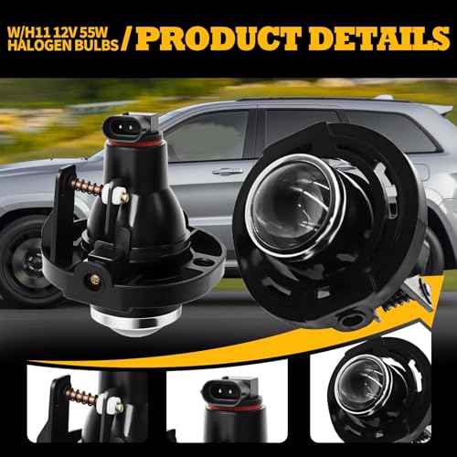 Jecoupoon Pair Fog Lights Assembly Compatible with 2014-2020 Grand Cherokee 2021 Cherokee Left and Right Front Fog Lamps Clear 5182021AB 108A125OEU - Image 2
