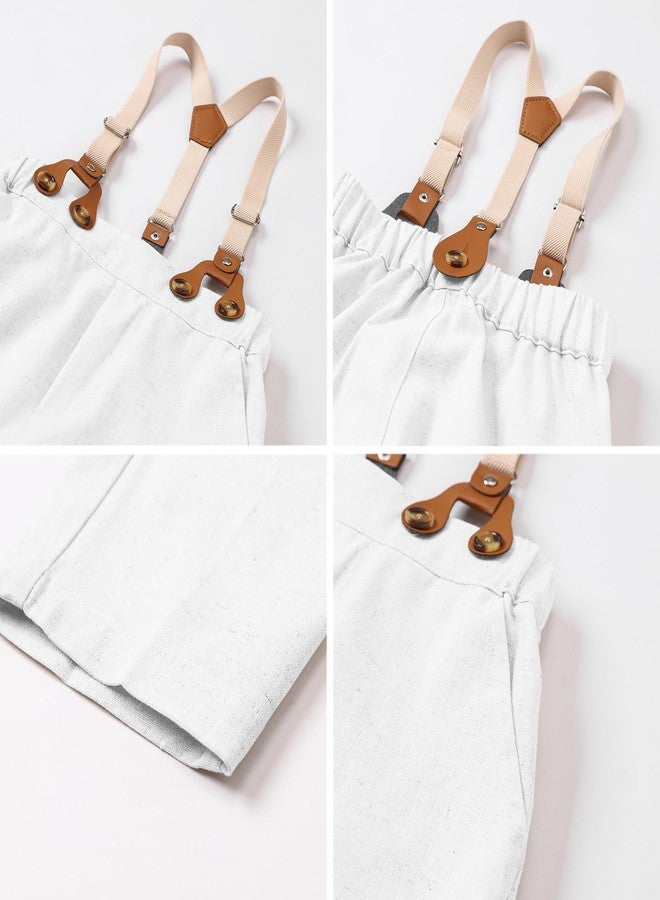 SANGTREE Boys' Gentleman Bowtie Formal Outfit V Neck Vest Wedding Party Suit, Linen White, 18-24 Months = Tag 90 - Image 5