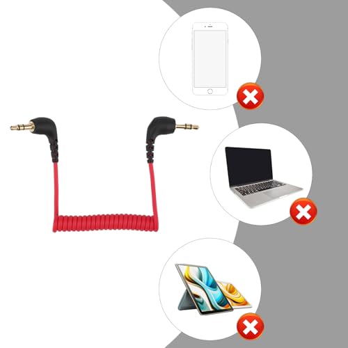 BTFO 2pcs 3.5mm Microphone Cable, Camera Audio Cable 3.5mm TRS Coiled Dual Patch Cable Audio Mic Cord Compatible with DJI Mic 2 & Rode Microphone Wireless Pro (Red) - Image 4
