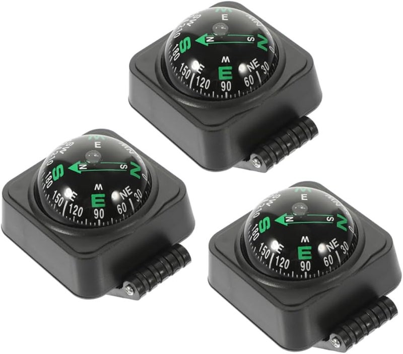 3Pcs Adjustable Car Dashboard Compass Ball High Precision Navigation Tool For Vehicle Boat Motorcycle - Image 1
