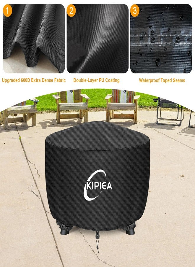 Kipiea Outdoor Fire Pit Covers Round Heavy Duty - 100% Waterproof Fabric with 4 Buckles for 22-36" Fire Pit Table - Image 3