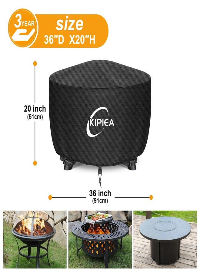 Kipiea Outdoor Fire Pit Covers Round Heavy Duty - 100% Waterproof Fabric with 4 Buckles for 22-36" Fire Pit Table - Image 2