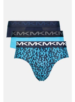 Michael Kors Men 3 Pc Brand Logo Briefs, Navy Blue  - Image 1