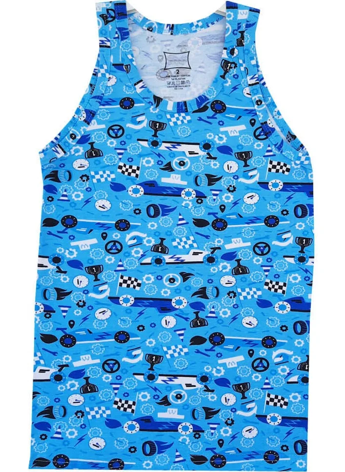 Hepsine Rakip Rival of All 6-Piece Boy's Colorful Undershirt Cotton Strap Printed Elastane