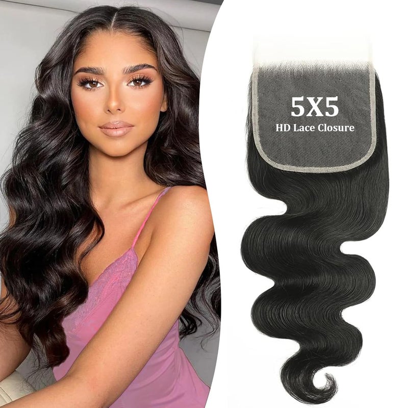 DMS 5X5 Lace Closure Human Hair Body Wave Closure 5X5 HD Lace Closure Free Part 12A Brazilian Virgin Human Hair Body Wave Closure Top Swiss Lace Closure 16inch