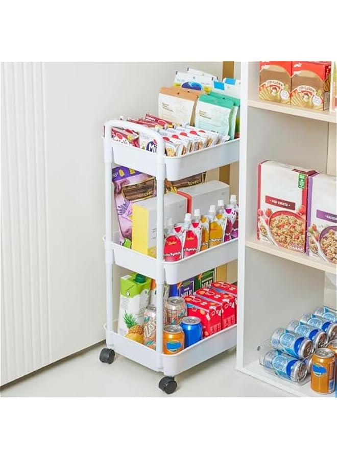 هوكور عربة دوارة من 4 طبقات بعجلات من تراسل، عربة تخزين قابلة للفصل بمقبض وعجلات قابلة للقفل، رفوف تنظيم سلة التخزين، سهلة التجميع للحمام والمطبخ - Image 4
