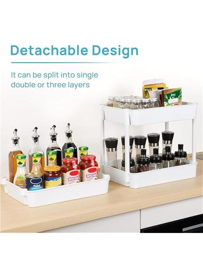 هوكور عربة دوارة من 4 طبقات بعجلات من تراسل، عربة تخزين قابلة للفصل بمقبض وعجلات قابلة للقفل، رفوف تنظيم سلة التخزين، سهلة التجميع للحمام والمطبخ - Image 5