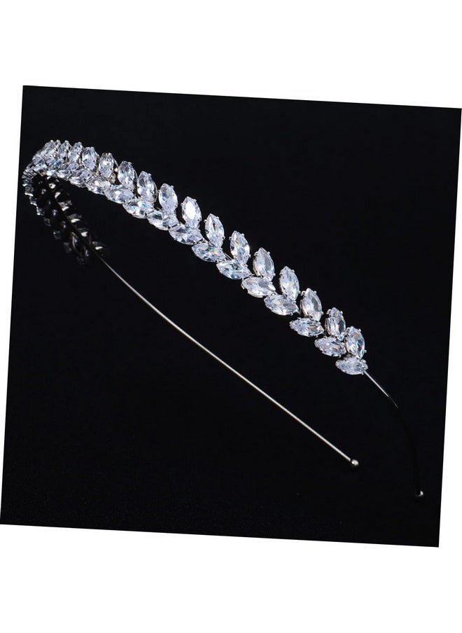 Beaupretty 1Pc Crystal Leaf Headband Zircon Headband Bride Headband Bling Rhinestones Hairband Womens Hair Accessories For Wedding Women  - Image 3