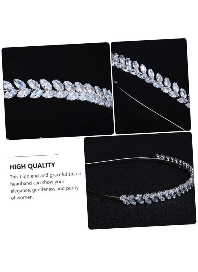 Beaupretty 1Pc Crystal Leaf Headband Zircon Headband Bride Headband Bling Rhinestones Hairband Womens Hair Accessories For Wedding Women  - Image 2