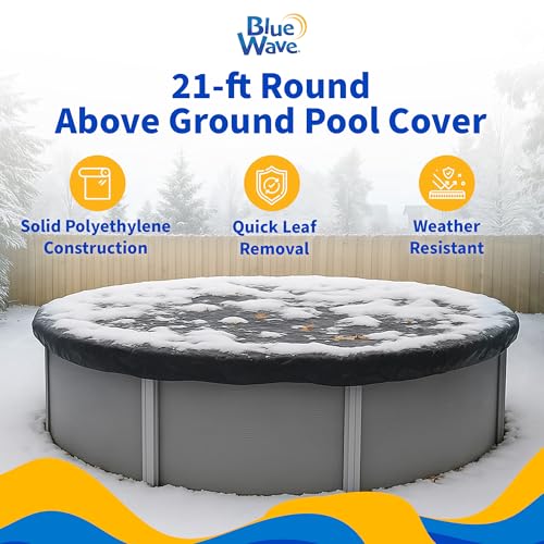 Blue Wave Bronze 8-Year 21 ft Round Above Ground Pool Cover for Winter– Durable & Weather-Resistant Polyethylene – 4 ft Overlap, Black Underside, Reinforced Grommets, Winch, Cable – Navy Blue - Image 2