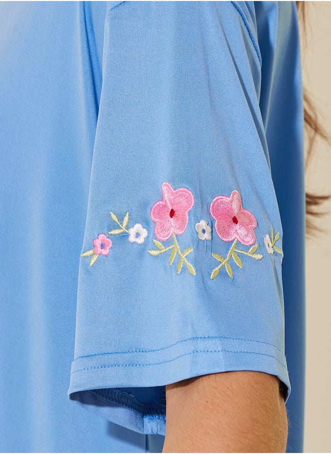 Take Two Take Two Round Neck Short Sleeve Embroidered T-Shirt  - Image 4
