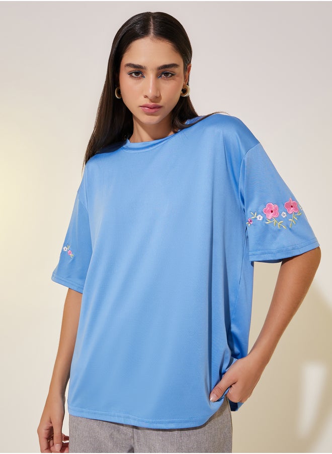 Take Two Take Two Round Neck Short Sleeve Embroidered T-Shirt  - Image 3