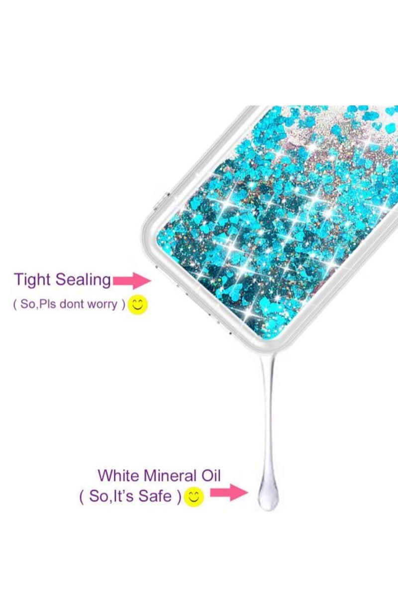 كايس كلوب جراب iPhone 14 Pro Max لامع - غطاء رفيع لامع على شكل قلب أزرق عائم سائل مع مصد TPU شفاف مقاوم للصدمات - جراب أنيق للنساء والفتيات** - Image 2