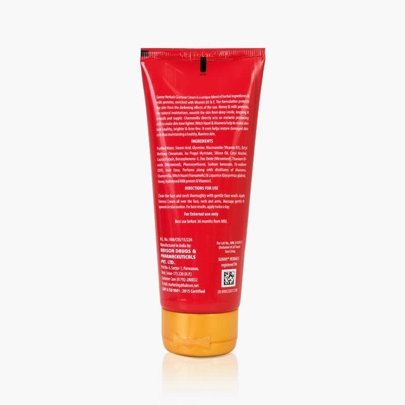 Sunny Herbals Glamour Cream To Moisturize  Lightens Skin Tone  Protects From Darkening Effect of Sun  Restores Damaged Skin Cells  Enriched With Aloe Vera Chamomilla Vitamin B3  E  For Women 100 gm - Image 5