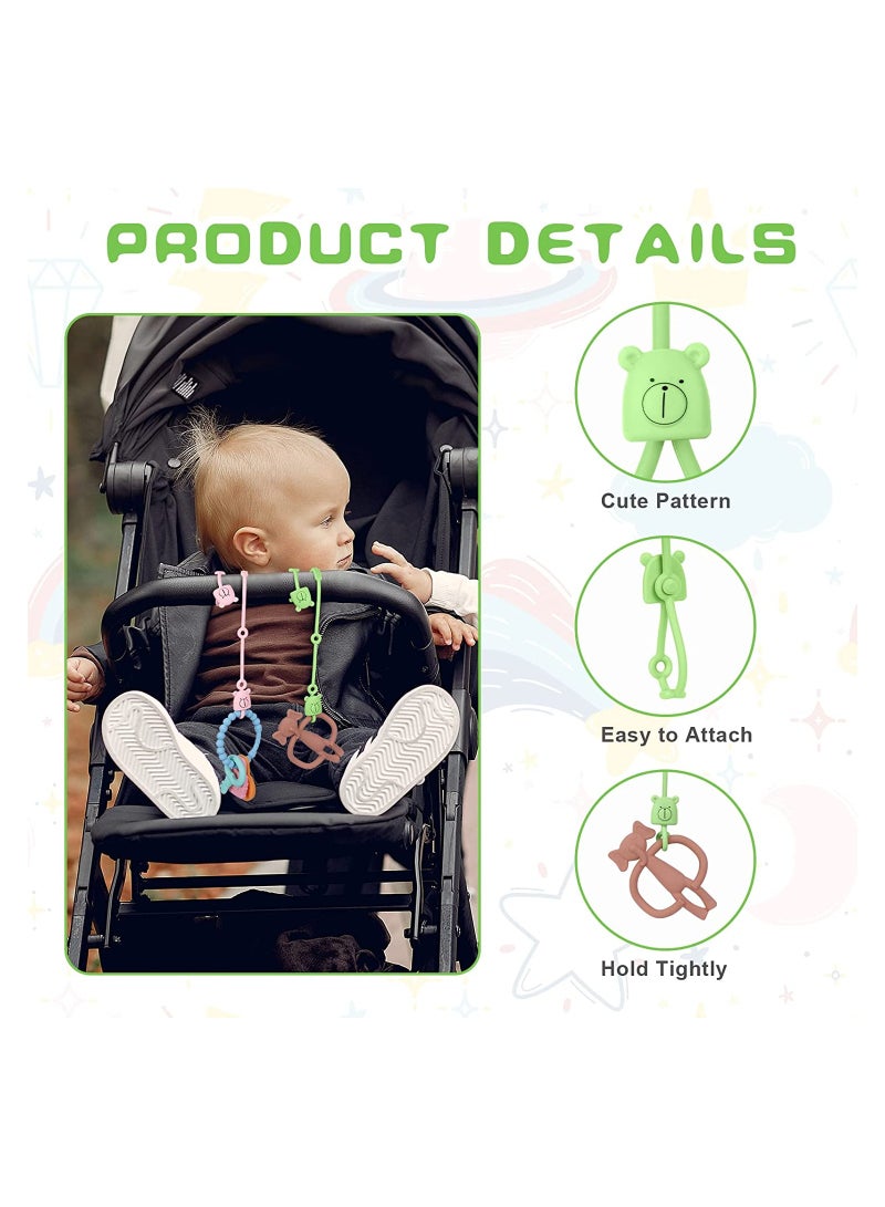 4pcs Toy Safety Straps Silicone Adjustable Baby Pacifier Teether Straps Toddler Toy Bottle Harness Straps for Strollers High Chair Cribs Bags BPA Free Multi Colors - Image 5